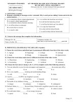 Đề thi học kì 2 môn Tiếng Anh lớp 11 Sở GD-ĐT Vĩnh Phúc năm 2015