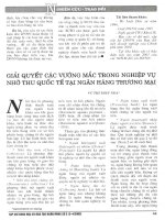 Giải quyết các vướng mắc trong nghiệp vụ nhờ thu quốc tế tại ngân hàng thương mại 