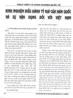 Kinh nghiệm điều hành tỷ giá của hàn quốc và sự vận dụng đối với việt nam 