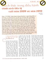 Thách thức trong điều hành chính sách tiền tệ cuối năm 2009 và năm 2010 