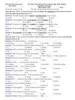 Đề thi tuyển sinh vào lớp 10 môn tiếng Anh năm học 2015-2016 Sở GD-ĐT Bắc Ninh