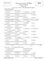 Bộ đề thi học kì 2 môn Tiếng Anh lớp 12 trường THPT Đa Phúc, Hà Nội