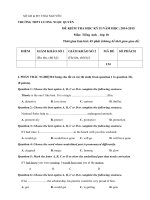 Bộ đề thi học kì 2 môn Tiếng Anh lớp 10 năm 2015 trường THPT Lương Ngọc Quyến, Thái Nguyên