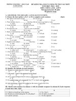 Đề thi thử vào lớp 10 môn Tiếng Anh trường THCS Tân Trường, Hải Dương (lần 3)