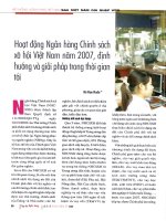 Hoạt động ngân hàng chính sách xã hội việt nam năm 2007, định hướng và giải pháp trong thời gian tới 