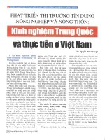 Phát triển thị trường tín dụng nông nghiệp và nông thôn kinh nghiệm trung quốc và thực tiễn ở việt nam 