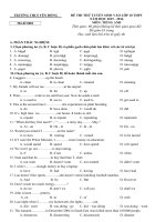 Đề thi thử vào lớp 10 môn Tiếng Anh trường THCS Yên Đồng, Nam Định năm 2015