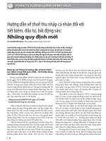 Hướng dẫn về thuế thu nhập cá nhân đối với tiết kiệm, đầu tư, bất động sản những quy định mới 