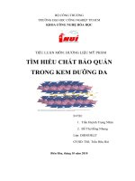 TÌM HIỂU CHẤT BẢO QUẢN TRONG KEM DƯỠNG DA