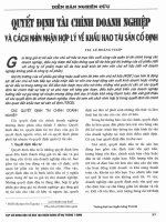 Quyết định tài chính doanh nghiệp và cách nhìn nhận hợp lý về khấu hao tài sản cố định 