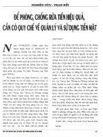 chống rửa tiền hiệu quả, cần có quy chế về quản lý và sử dụng tiền mặt 