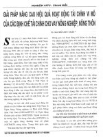 Giải pháp nâng cao hiệu quả hoạt động tài chính vi mô của các định chế tài chính cho vay nông nghiệp, nông thôn 