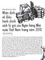 Nhận định về điều hành chính sách tỷ giá của ngân hàng nhà nước việt nam trong năm 2010 