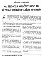 Vai trò của nguồn thông tin đối với hoạt động quản lý và đầu tư chứng khoán 