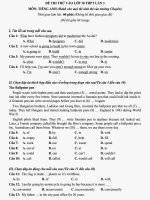 Đề thi thử vào lớp 10 môn Tiêng Anh điều kiện trường THPT Chuyên Sư phạm (lần 3)