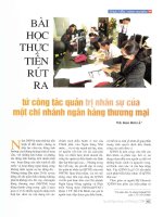 Bài học thực tiễn rút ra từ công tác quản trị nhân sự của một chi nhánh ngân hàng thương mại 