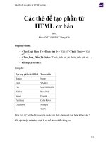 Các thẻ để tạo phần tử HTML cơ bản 