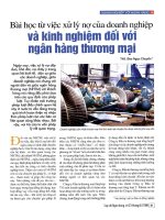 Bài học từ việc xử lý nợ của doanh nghiệp và kinh nghiệm đối với ngân hàng thương mai 