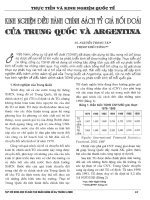 Kinh nghiệm điều hành chính sách tỷ giá hối đoái của trung quốc và argentina 