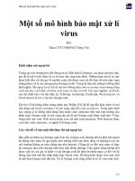 Một số mô hình bảo mật xử lí virus 