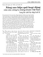 Tóm tắt luận án tiến sĩ kinh tế nâng cao hiệu quả hoạt động của các công ty chứng khoáng trong bối cảnh hội nhập kinh tế 
