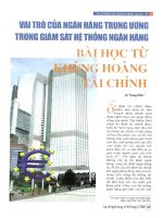 Vai trò của ngân hàng trung ương trong giám sát hệ thống ngân hàng   bài học từ khủng hoảng tài chính 