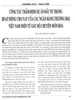 Công tác thẩm định dự án đầu tư trong hoạt đông cho vay của các ngân hàng thương mai việt nam nhìn từ góc độ chuyên môn hóa 