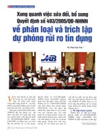 Xung quanh việc sửa đổi, bổ sung quyết định số 493 2005 qđ NHNN về phân loại và trích lập dự phòng rủi ro tín dụng 