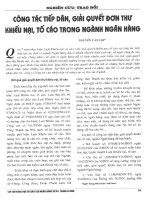 Công tác tiếp dân, giải quyết đơn thư khiếu nại, tố cáo trong nghành ngân hàng 