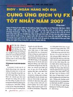 BIDV   ngân hàng nội địa cung ứng dịch vụ FX tốt nhất năm 2007 