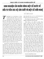 Kinh nghiệm của ngân hàng một số nước về đầu tư vốn cho hộ sản xuất và một số kiến nghị 