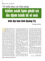 Về triển khai các biện pháp kiểm soát lạm phát và ổn định kinh tế vĩ mô trên địa bàn tỉnh quảng trị 