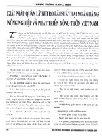 Giải pháp quản lý rủi ro lãi suất tại ngân hàng nông nghiệp và phát triển nông thôn 