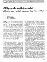 Giải pháp hoàn thiện cơ chế phân chia nguồn thu giữa trung ương và địa phương ở việt nam 