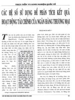 Các hệ số sử dụng để phân tích kết quả hoạt đông tài chính của ngân hàng thương mại 