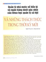 Quản lý nhà nước về tiền tệ và ngân hàng dưới góc nhìn của khoa học quản lý xã hội và những thách thức trong thời kỳ mới 