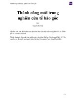 Thành công mới trong nghiên cứu tế bào gốc 