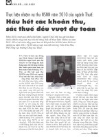 Thực hiện nhiệm vụ thu NSNN năm 2010 của ngành thuế hầu hết các khoản thu, sắc thuế đều vượt dự toán 