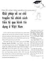 Tóm tắt công trình nghiên cứu khoa học   giải pháp về cơ chế truyền tải chính sách tiền tệ qua kênh tín dụng ở việt nam 