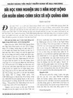 Bài học kinh nghiệm sau 3 năm hoạt động của ngân hàng chính sách xã hội quảng bình 