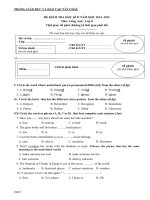 Đề thi học kì 2 môn Tiếng Anh lớp 8 năm 2015 phòng GD - ĐT Tân Châu, Tây Ninh