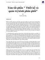 Tóm tắt phần   thiết kế và quản trị kênh phân phối  