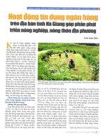 Hoạt động tín dụng ngân hàng trên địa bàn tỉnh hà giang góp phần phát triển nông nghiệp, nông thôn địa phương 