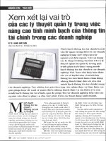 Xem xét lại vai trò của các lý thuyết quản lý trong việc nâng cao tính minh bạch của thông tin tài chính trong các doanh nghiệp 