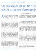 Tăng cường khả năng kiểm soát tiền tệ của ngân hàng nhà nước trong tiến trình hội nhập 