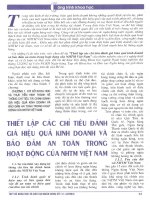 Thiết lập các chỉ tiêu đánh giá hiệu quả kinh doanh và bảo đảm an toàn trong hoạt động của NHTM việt nam 