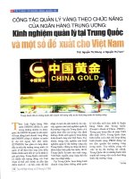 Công tác quản lý vàng theo chức năng của ngân hàng trung ương kinh nghiệm quản lý tại trung quốc và một số đề xuất cho việt nam 