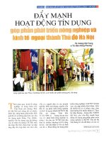 Đẩy mạnh hoạt động tín dụng góp phần phát triển nông nghiệp và kinh tế ngoại thành thủ đô hà nội 