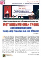 Đầu tư tín dụng phục vụ phát triển nông nghiệp, nông thôn   một nhiệm vụ quan trọng của ngành ngân hàng trong công cuộc đổi mới của đất nước 