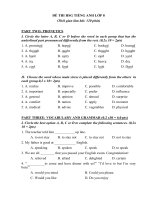 Đề thi học sinh giỏi Tiếng Anh lớp 8